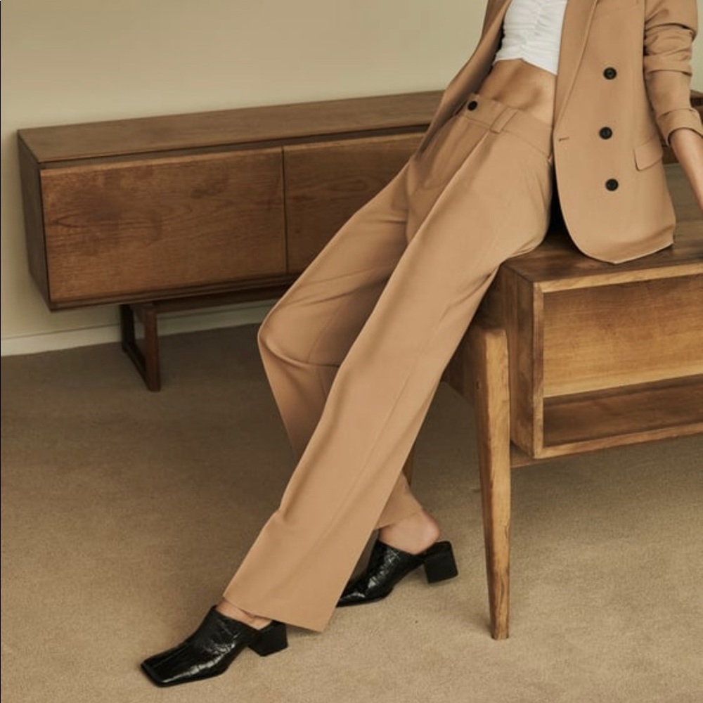Tan high waisted palazzo pants